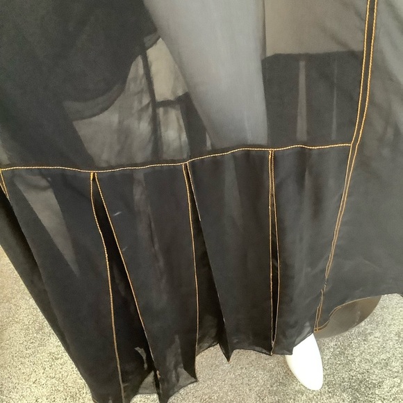 African Black and Orange Kaftan Sheer Dress - Picture 4 of 12